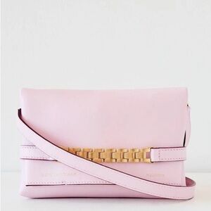 Victoria Beckham Mini Chain Pouch Bag With Long Strap In Orchid Leather